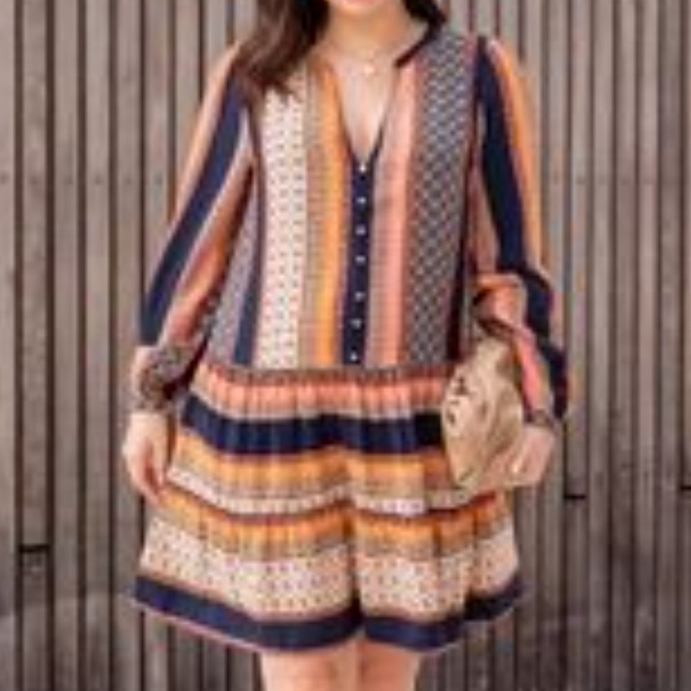 LOFT Multicolor Long Sleeve Dress